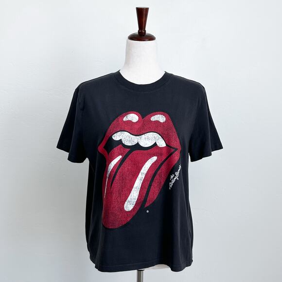 H&M Rolling Stones Lips Boxy Graphic Crewneck T-Shirt - Picture 1 of 6